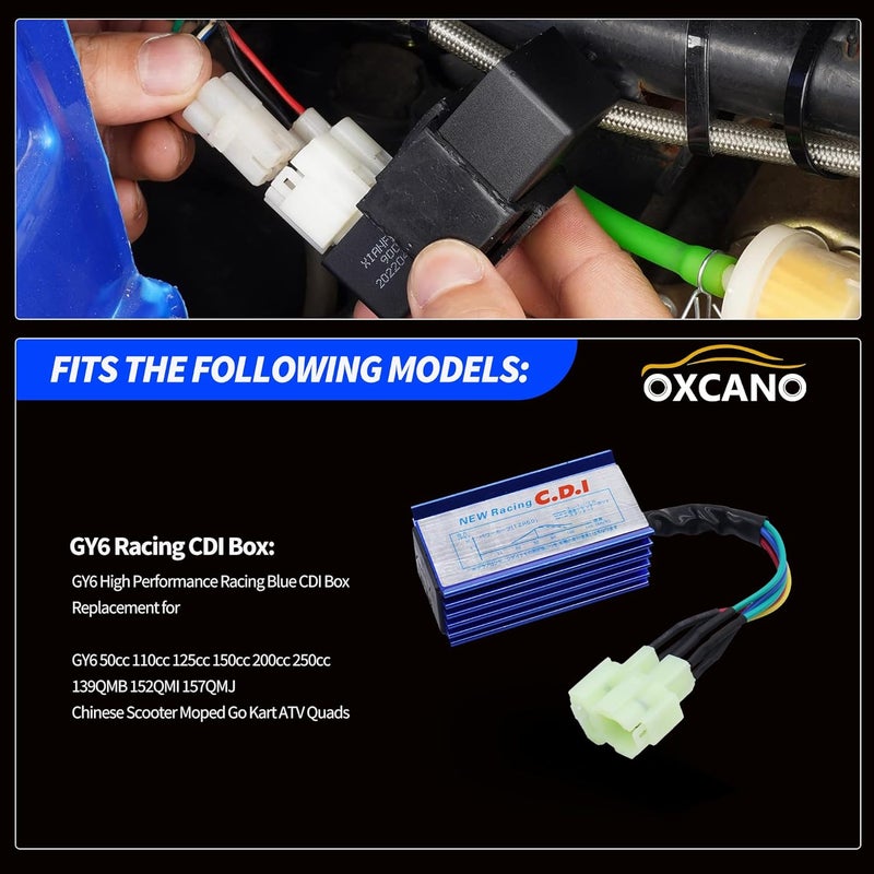 OXCANO GY6 Racing CDI Box Replacement for GY6 50cc 125cc 150cc 139QMB 152QMI 157QMJ Chinese Scooter Moped Go Kart ATV Quads, No Rev Limit - Image 2